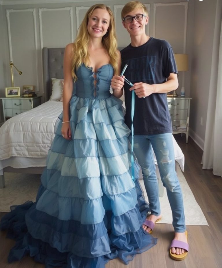 My Stepmom Refused to Give Me Money for a Prom Dress – My Brother Sewed One from Our Late Mom’s Jeans Collection, and What Happened Next Made Her Jaw Drop